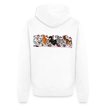 Katzenrennen – Fang den roten Punkt! - Unisex Premium Bio Zip Hoodie - Weiß - Hinten - Thijin (182cm)