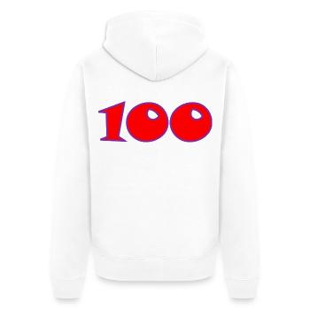 100. 100 JAHRE. 100-JÄHRIGES JUBILÄUM. GEBURTSTAG 100 - Unisex Premium Bio Zip Hoodie - Weiß - Hinten - Thijin (182cm)