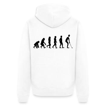 Evolution Golf - Unisex Premium Bio Zip Hoodie - Weiß - Hinten - Thijin (182cm)