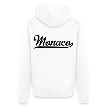 Monaco - Unisex Premium Organic Zip Hoodie - white - Back - Thijin (182cm)