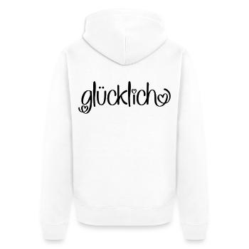 glücklich - Unisex Premium Bio Zip Hoodie - Weiß - Hinten - Thijin (182cm)