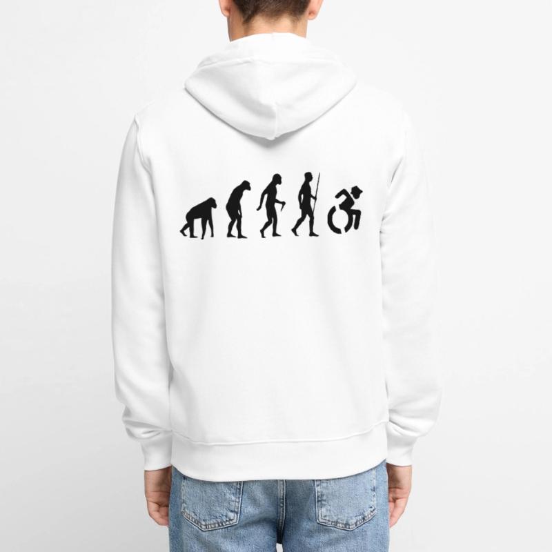 Evolution Rollstuhl. Die Rollstuhl-Evolution * Unisex Premium Bio Zip Hoodie