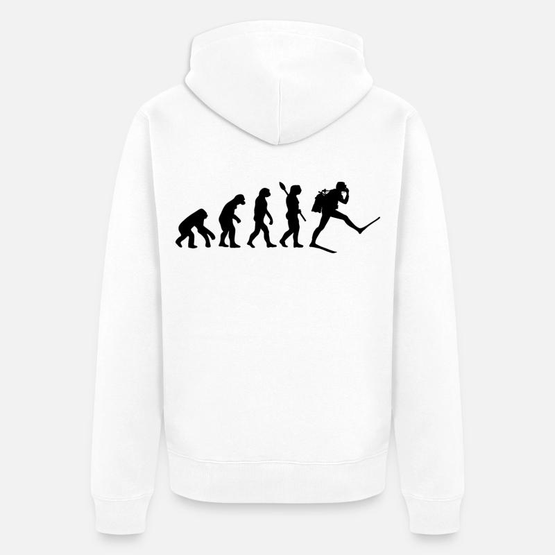 Plongeur Funny Human Evolution - Veste à capuche bio Premium Unisexe - blanc