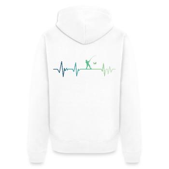 Fischerherzschlag-Angeln - Unisex Premium Bio Zip Hoodie - Weiß - Hinten - Thijin (182cm)
