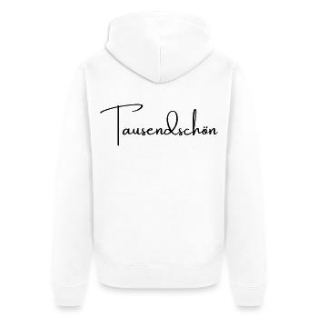 Tausendschön - Wortschätze, vergessene Wörter - Unisex Premium Bio Zip Hoodie - Weiß - Hinten - Thijin (182cm)