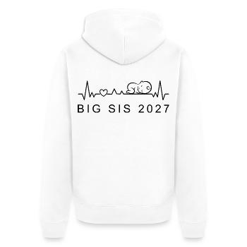 Annonce de grossesse du battement de cœur du bébé 2027 - Veste à capuche bio Premium Unisexe - blanc - Dos - Thijin (182cm)