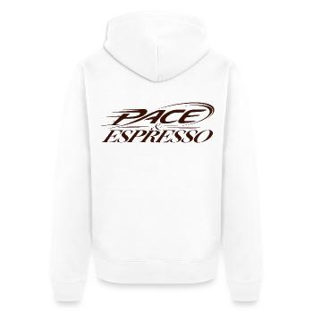 Pace Espresso - Unisex Premium Bio Zip Hoodie - Weiß - Hinten - Thijin (182cm)