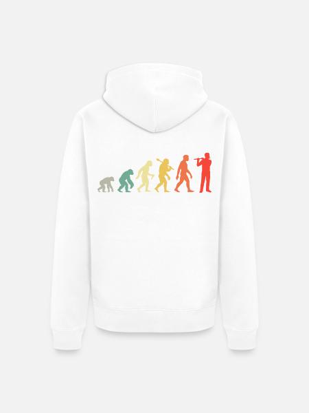 Retro Querflöte Evolution Für Flötisten - Unisex Premium Bio Zip Hoodie - Weiß