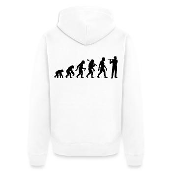 Querflöten Evolution Für Flötisten - Unisex Premium Bio Zip Hoodie - Weiß - Hinten - Thijin (182cm)