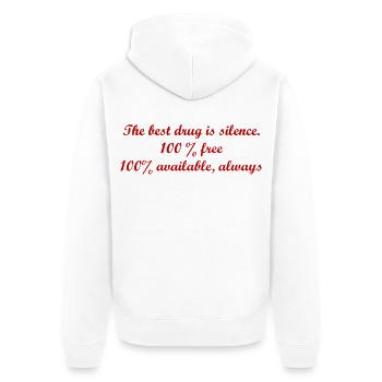 Stille ist die beste Droge. - Unisex Premium Bio Zip Hoodie - Weiß - Hinten - Thijin (182cm)