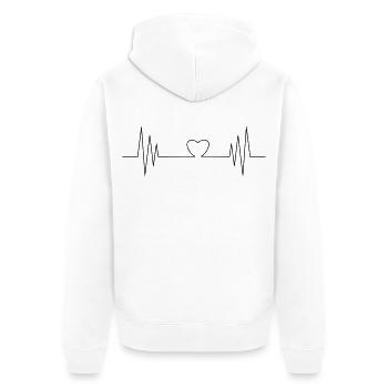 Herzschlag mit Herz - EKG Liebe Design - Unisex Premium Bio Zip Hoodie - Weiß - Hinten - Thijin (182cm)