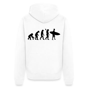 Surfer Funny Human Evolution - Unisex Premium Organic Zip Hoodie - white - Back - Thijin (182cm)