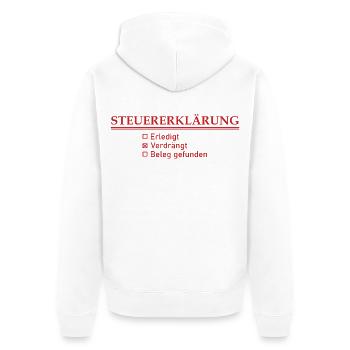 Steuererklärung Verdrängt Lustiger Spruch Humor - Unisex Premium Bio Zip Hoodie - Weiß - Hinten - Thijin (182cm)