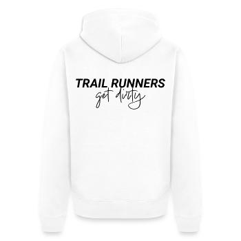 Trail Runners Get Dirty Spruch - Unisex Premium Bio Zip Hoodie - Weiß - Hinten - Thijin (182cm)
