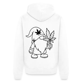 Süßer Hanf Gnom/Zwerg mit Cannabisblatt - Unisex Premium Bio Zip Hoodie - Weiß - Hinten - Thijin (182cm)