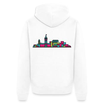 Ottawa City Skyline Parliament Hill Line Art - Unisex Premium Bio Zip Hoodie - Weiß - Hinten - Thijin (182cm)