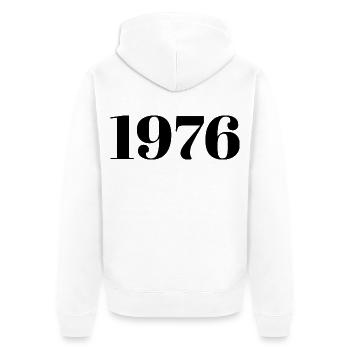 1976 Vintage 1976 Retro 1976 Anniversary 1976 - Unisex Premium Organic Zip Hoodie - white - Back - Thijin (182cm)