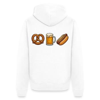 Chope de bière de bretzel Bratwurst Festival folklorique Bratwurst Remplacement des costumes traditionnels - Veste à capuche bio Premium Unisexe - blanc - Dos - Thijin (182cm)