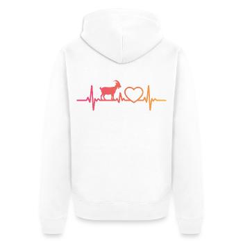 ziegen herzschlag t-shirt ziege - Unisex Premium Bio Zip Hoodie - Weiß - Hinten - Thijin (182cm)