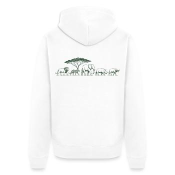 Big Five Safari Wildlife African Safari Animals - Unisex Premium Bio Zip Hoodie - Weiß - Hinten - Thijin (182cm)
