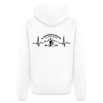 Alpenüberquerung Alpen 2024 Salzburg Grado - Unisex Premium Bio Zip Hoodie - Weiß - Hinten - Thijin (182cm)