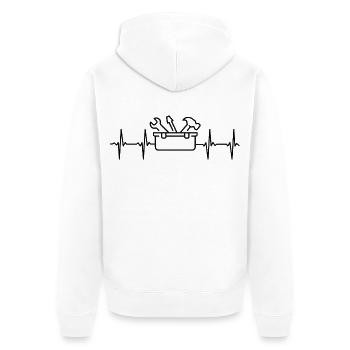 Handwerker EKG Herzschlag - Unisex Premium Bio Zip Hoodie - Weiß - Hinten - Thijin (182cm)