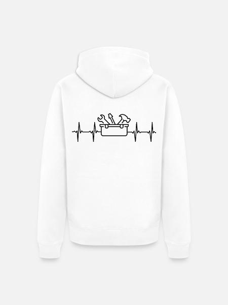 Handwerker EKG Herzschlag - Unisex Premium Bio Zip Hoodie - Weiß