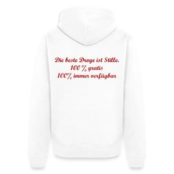 Stille als Droge - Unisex Premium Bio Zip Hoodie - Weiß - Hinten - Thijin (182cm)