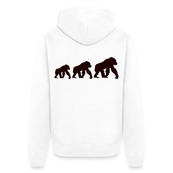 Affen Trio Silhouette - Unisex Premium Bio Zip Hoodie - Weiß - Hinten - Thijin (182cm)