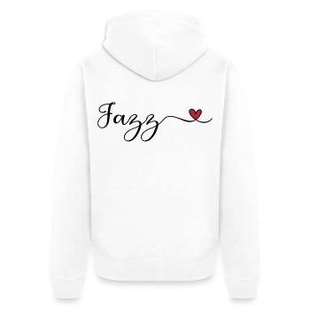 Jazz Heart Typografie - Unisex Premium Bio Zip Hoodie - Weiß - Hinten - Thijin (182cm)