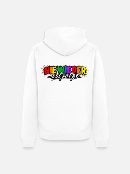 Nie Wieder ist Jetzt Graffiti - Unisex Premium Bio Zip Hoodie - Weiß
