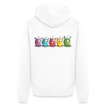 Funny Owls - Eule - Vogel - Unisex Premium Bio Zip Hoodie - Weiß - Hinten - Thijin (182cm)