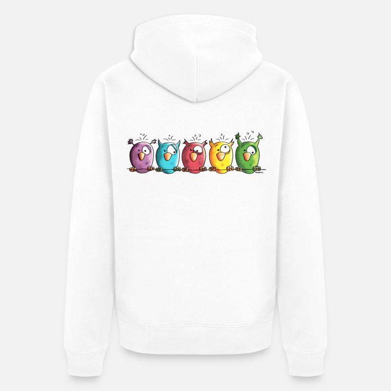 Funny Owls - Eule - Vogel - Unisex Premium Bio Zip Hoodie - Weiß