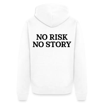 No Risk No Story - Unisex Premium Organic Zip Hoodie - white - Back - Thijin (182cm)