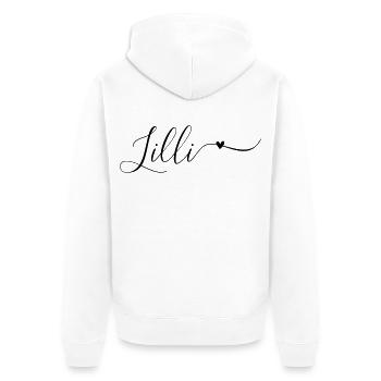 Lilli Name Vorname Dekorativ - Unisex Premium Bio Zip Hoodie - Weiß - Hinten - Thijin (182cm)