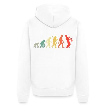 Saxophonist Evolution - Retro Saxophone Musician - Unisex Premium Organic Zip Hoodie - white - Back - Thijin (182cm)