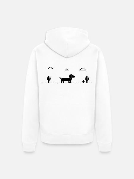 Dackel Dachshund Retro Pixel-Art - Unisex Premium Bio Zip Hoodie - Weiß