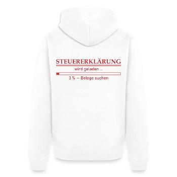 Steuererklärung Belege werden geladen - Lustig - Unisex Premium Bio Zip Hoodie - Weiß - Hinten - Thijin (182cm)