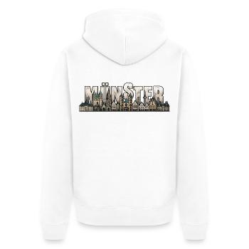 Minster Stadtsilhouette - Unisex Premium Bio Zip Hoodie - Weiß - Hinten - Thijin (182cm)
