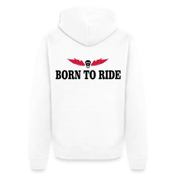 biker - Unisex Premium Organic Zip Hoodie - white - Back - Thijin (182cm)