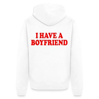 i have a boyfriend - Veste à capuche bio Premium Unisexe - blanc - Dos - Thijin (182cm)