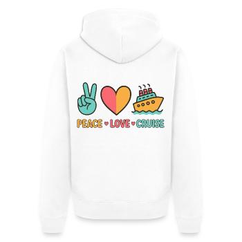 Peace Love Kreuzfahrt - Unisex Premium Bio Zip Hoodie - Weiß - Hinten - Thijin (182cm)