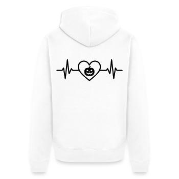 Heart Halloween Pumpkin - Unisex Premium Organic Zip Hoodie - white - Back - Thijin (182cm)