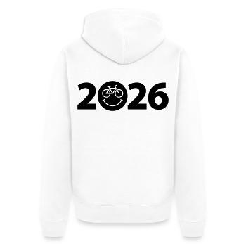 Radtour 2026, Mountainbike 2026, Fahrrad 2026 - Unisex Premium Bio Zip Hoodie - Weiß - Hinten - Thijin (182cm)
