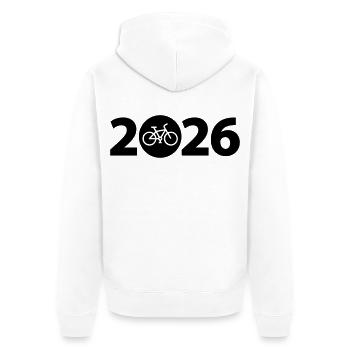 Radtour 2026, Mountainbike 2026, Fahrrad 2026 - Unisex Premium Bio Zip Hoodie - Weiß - Hinten - Thijin (182cm)