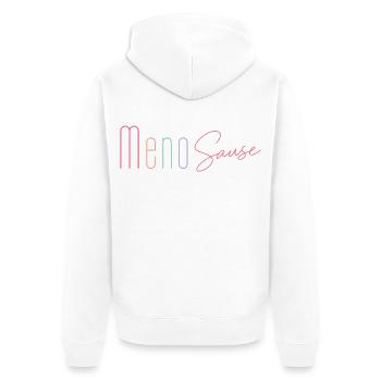 Meno Sause - Unisex Premium Bio Zip Hoodie - Weiß - Hinten - Thijin (182cm)