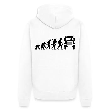 Retro LKW Fahrer Evolution Für Fernfahrer - Unisex Premium Bio Zip Hoodie - Weiß - Hinten - Thijin (182cm)