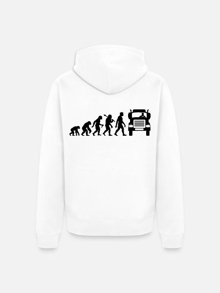Retro LKW Fahrer Evolution Für Fernfahrer - Unisex Premium Bio Zip Hoodie - Weiß