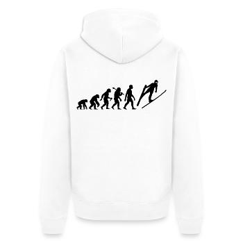 Skispringen Evolution Skispringer Im Flug - Unisex Premium Bio Zip Hoodie - Weiß - Hinten - Thijin (182cm)