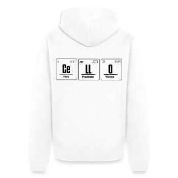 Cello als chemisches Element für Cellisten - Unisex Premium Bio Zip Hoodie - Weiß - Hinten - Thijin (182cm)